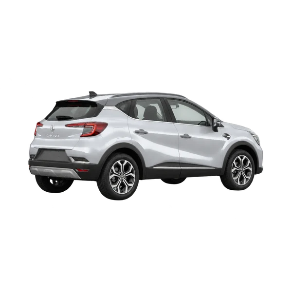 Renault Captur 2022 argent, vue trois-quarts arrière (tourné vers la droite)
