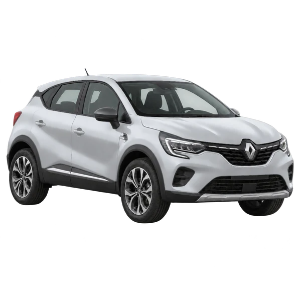 Renault Captur 2025 en plateado, vista tres cuartos frontal (mirando a la derecha)