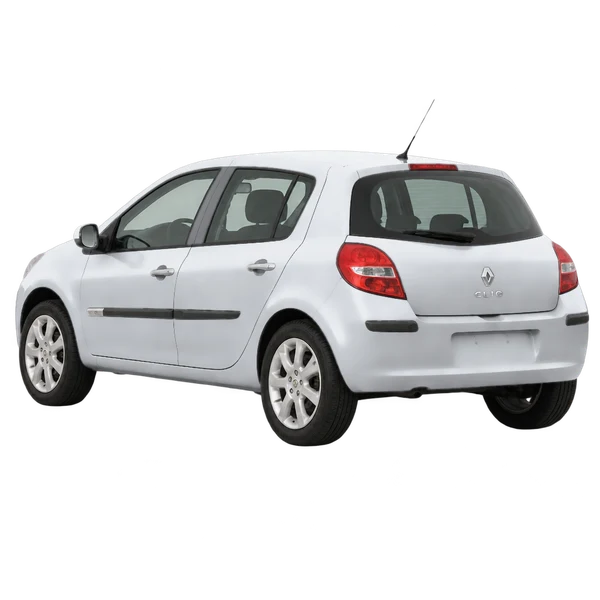 2010 Renault Clio in Silber, Ansicht: Dreiviertelansicht von hinten (nach links gerichtet)