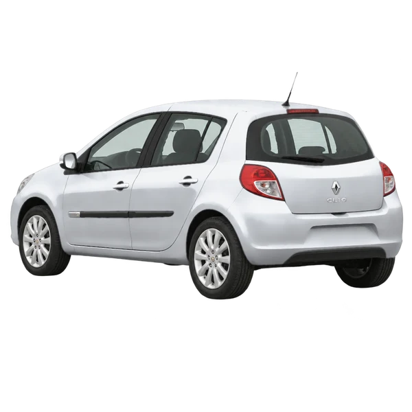 シルバーの2012 Renault Clio（リア斜め（左向き）ビュー）