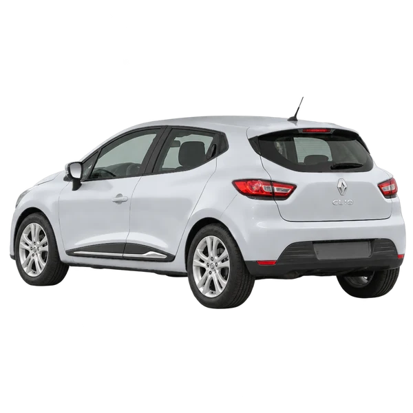 シルバーの2014 Renault Clio（リア斜め（左向き）ビュー）