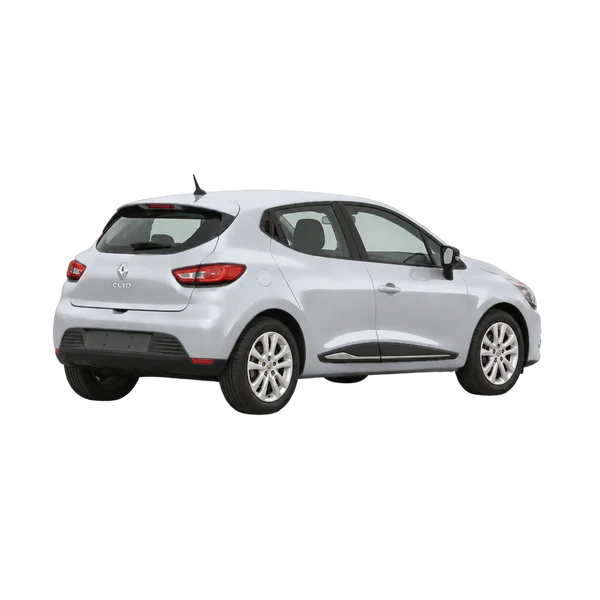 2015 Renault Clio in Silber, Ansicht: Dreiviertelansicht hinten (nach rechts gewandt)