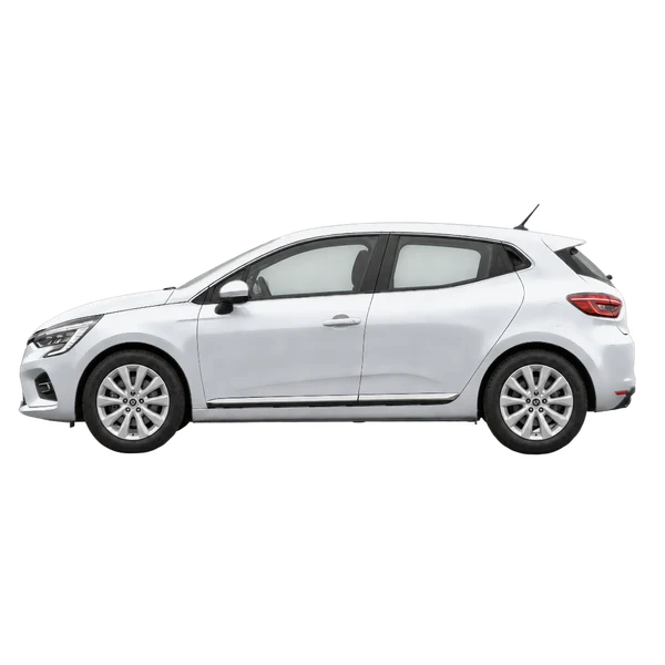 Renault Clio 2022 باللون فضي، منظر جانبي (متجه إلى اليسار)