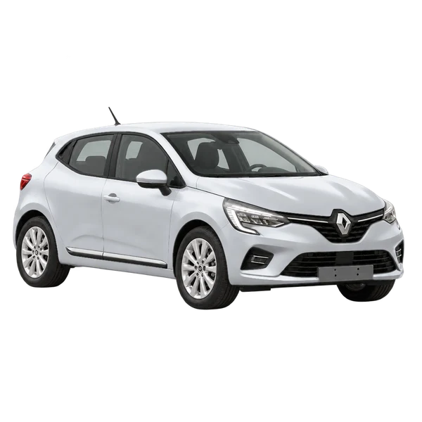 Renault Clio 2023 argent, vue trois-quarts avant (orienté vers la droite)
