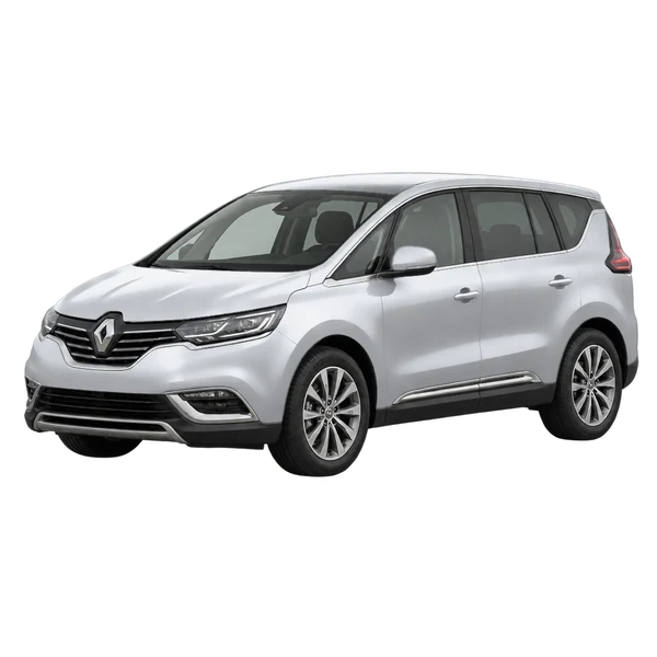 Renault Espace 2017 prata, vista dianteira em três quartos (voltada para a esquerda)