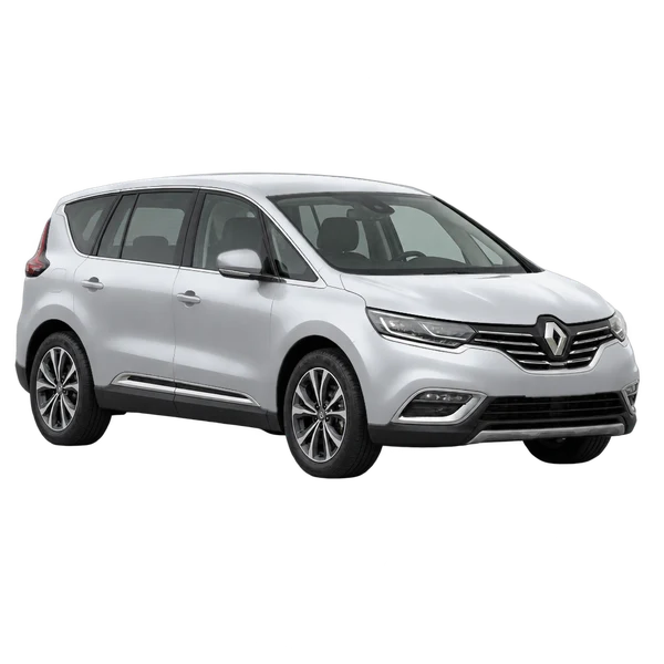 Renault Espace 2018 prata, vista dianteira em três quartos (voltada para a esquerda)