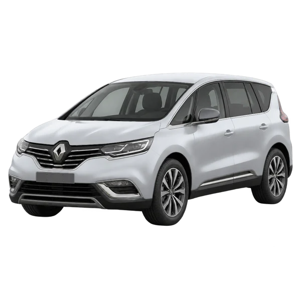 Renault Espace 2020 باللون فضي، منظر منظر أمامي بزاوية ثلاثة أرباع (متجه لليسار)