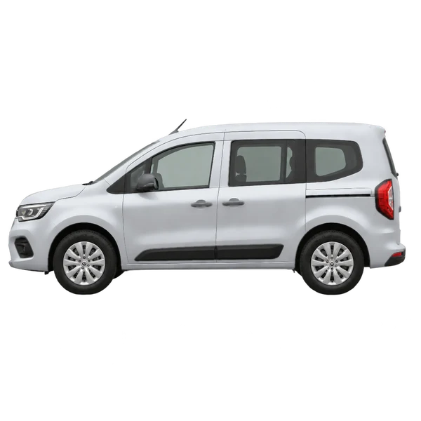 Renault Kangoo Van 2026 باللون فضي، منظر جانبي (متجه إلى اليسار)