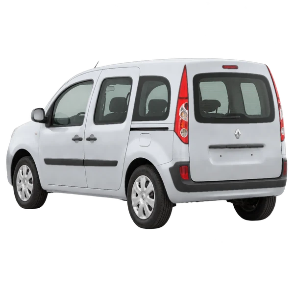 Renault Kangoo 2011 prata, vista três quartos traseira (voltada para a esquerda)