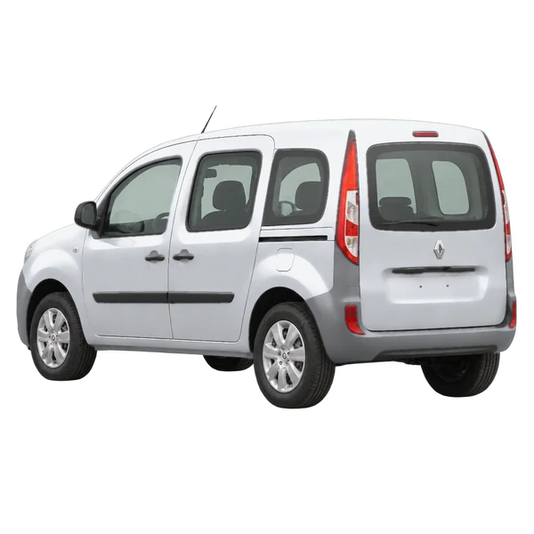 Renault Kangoo 2017 باللون فضي، منظر ثلاثة أرباع خلفي (باتجاه اليسار)