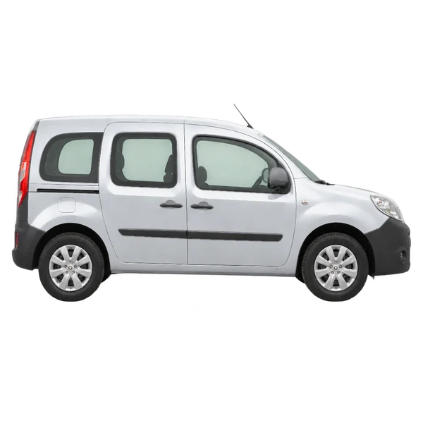 Renault Kangoo 2017 باللون فضي، منظر منظر جانبي (باتجاه اليمين)