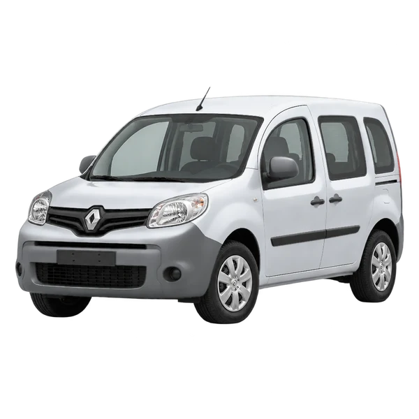 Renault Kangoo 2018 باللون فضي، منظر منظر أمامي بزاوية ثلاثة أرباع (متجه لليسار)