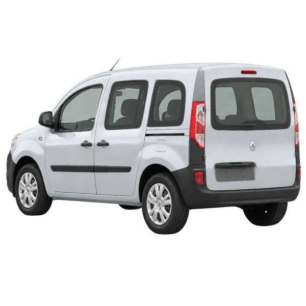Renault Kangoo 2018 باللون فضي، منظر ثلاثة أرباع خلفي (باتجاه اليسار)