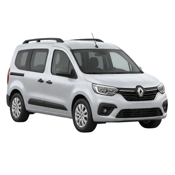 Renault Kangoo 2021 en plateado, vista frontal tres cuartos (hacia la izquierda)