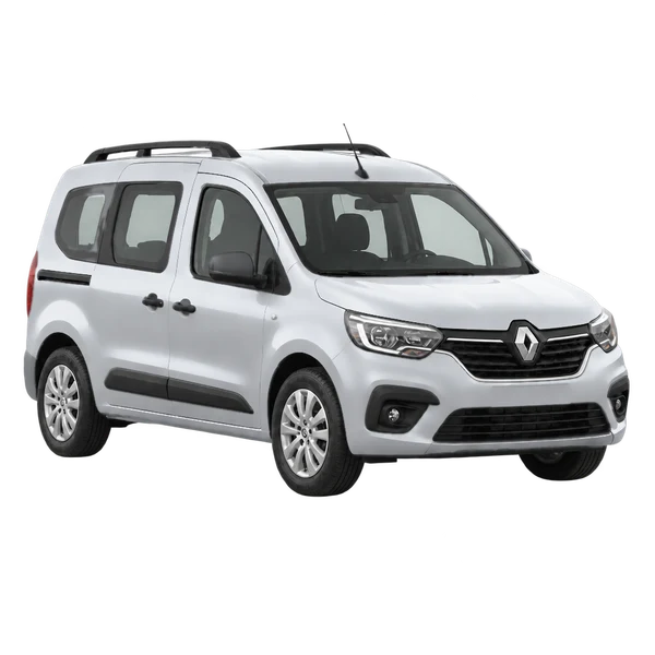 Renault Kangoo 2021 en plateado, vista tres cuartos frontal (mirando a la derecha)