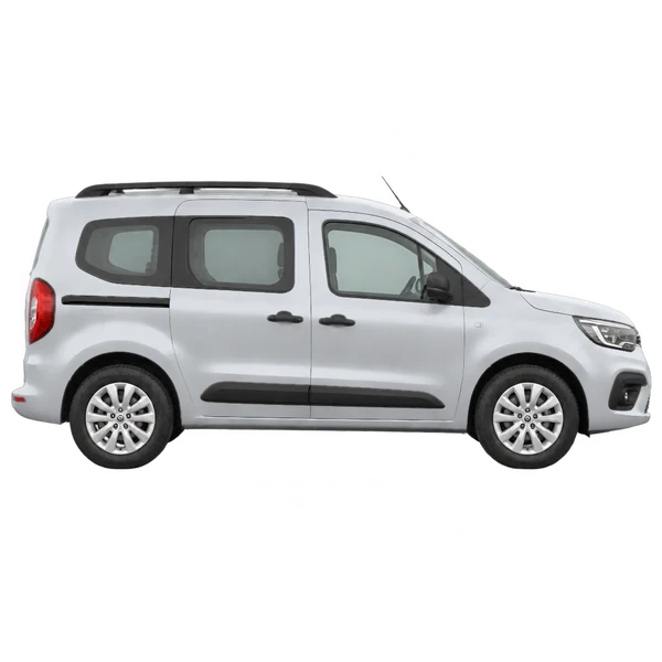 Renault Kangoo 2021 en plateado, vista lateral (hacia la derecha)