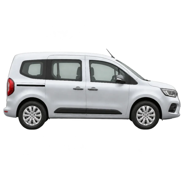 Renault Kangoo 2024 en plateado, vista lateral (hacia la derecha)
