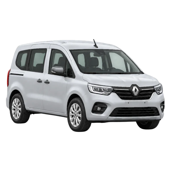 Renault Kangoo 2025 prata, vista três quartos dianteiro (voltado para a direita)