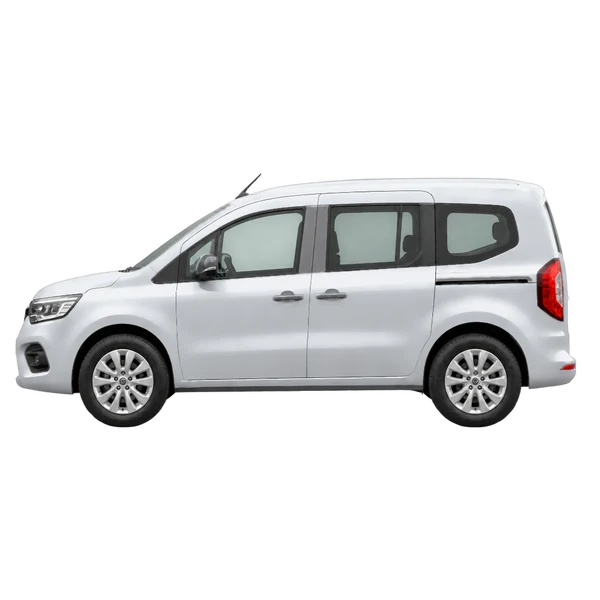 Renault Kangoo 2025 prata, vista lateral (voltada para a esquerda)