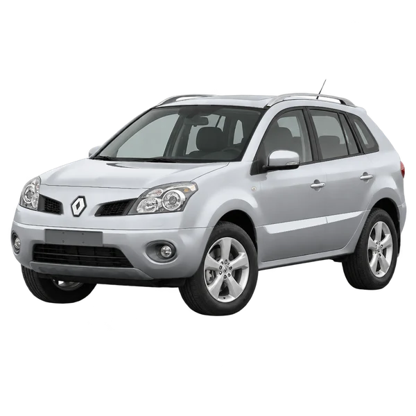 Renault Koleos 2009 prata, vista dianteira em três quartos (voltada para a esquerda)