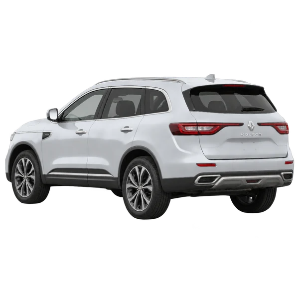 Renault Koleos 2021 prata, vista três quartos traseira (voltada para a esquerda)