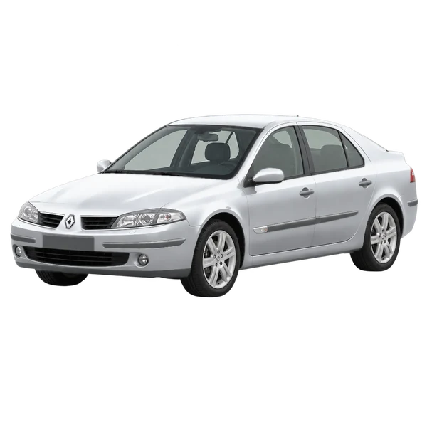 Renault Laguna 2006 prata, vista dianteira em três quartos (voltada para a esquerda)