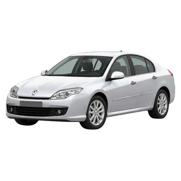 Renault Laguna 2010 باللون فضي، منظر منظر أمامي بزاوية ثلاثة أرباع (متجه لليسار)
