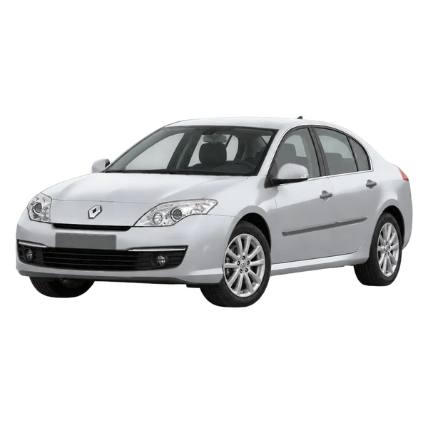 Renault Laguna 2011 باللون فضي، منظر منظر أمامي بزاوية ثلاثة أرباع (متجه لليسار)