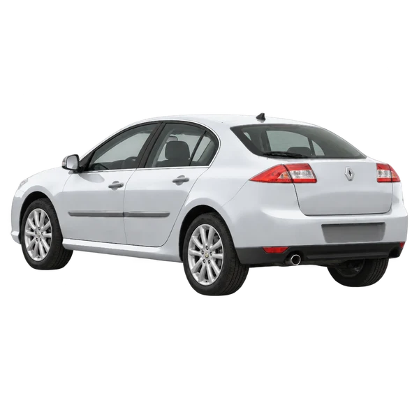 Renault Laguna 2011 باللون فضي، منظر ثلاثة أرباع خلفي (باتجاه اليسار)
