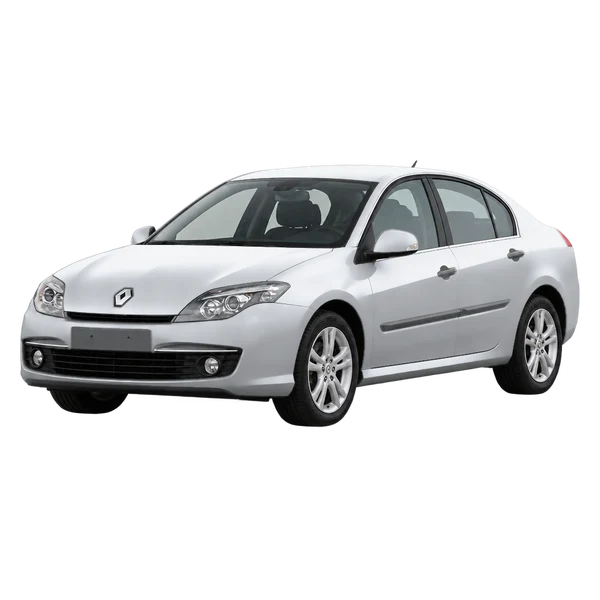 Renault Laguna 2012 باللون فضي، منظر منظر أمامي بزاوية ثلاثة أرباع (متجه لليسار)
