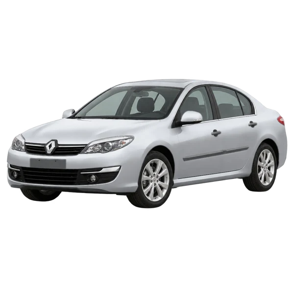 Renault Laguna 2014 باللون فضي، منظر منظر أمامي بزاوية ثلاثة أرباع (متجه لليسار)