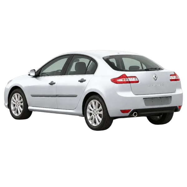 Renault Laguna 2014 باللون فضي، منظر ثلاثة أرباع خلفي (باتجاه اليسار)
