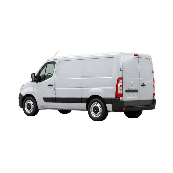 Renault Master 2012 en plateado, vista tres cuartos trasero (mirando a la izquierda)
