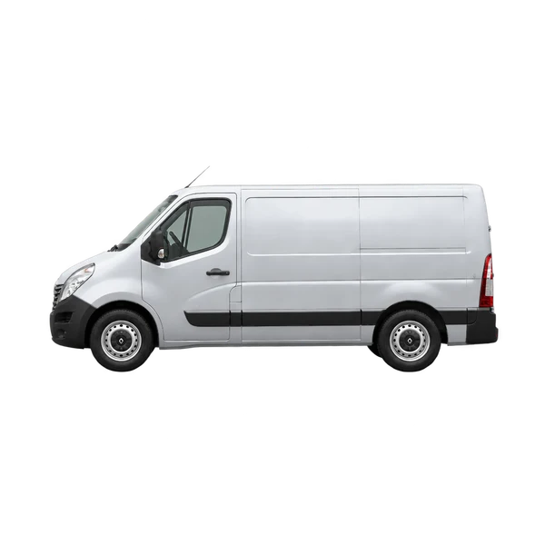 Renault Master 2012 en plateado, vista lateral (mirando a la izquierda)