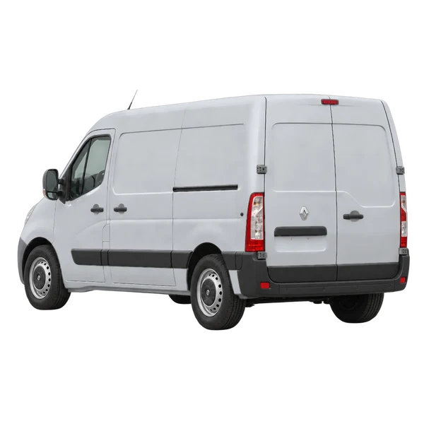 シルバーの2016 Renault Master（リア斜め（左向き）ビュー）
