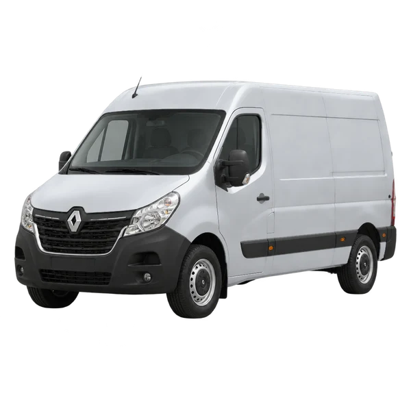 Renault Master 2018 prata, vista dianteira em três quartos (voltada para a esquerda)