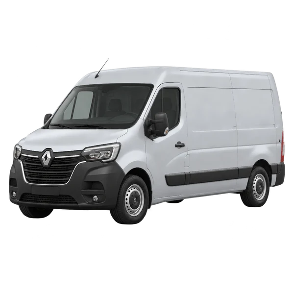 Renault Master 2021 en plateado, vista frontal tres cuartos (hacia la izquierda)