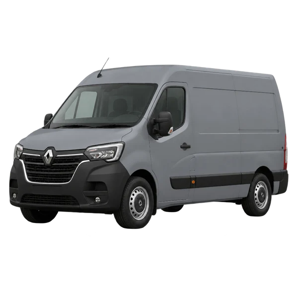 Renault Master 2022 en gris, vista frontal tres cuartos (hacia la izquierda)
