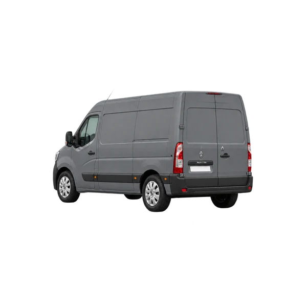 Renault Master 2022 en gris, vista tres cuartos trasero (mirando a la izquierda)
