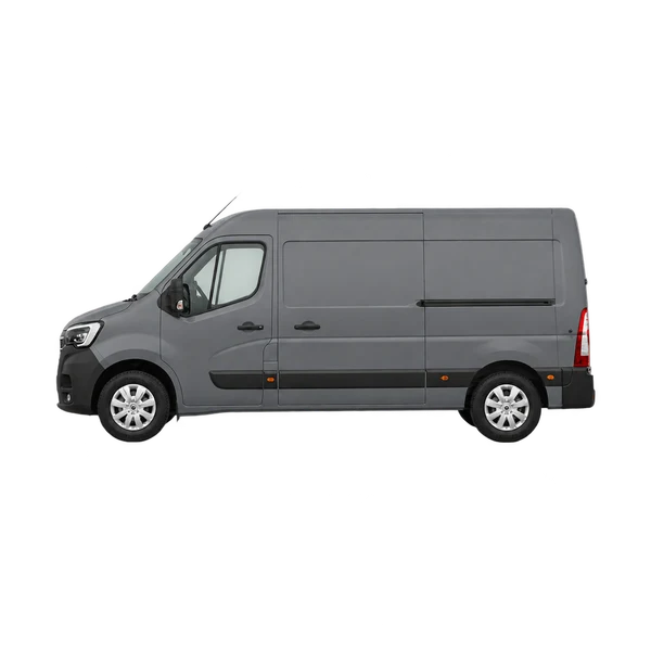 Renault Master 2022 en gris, vista lateral (mirando a la izquierda)
