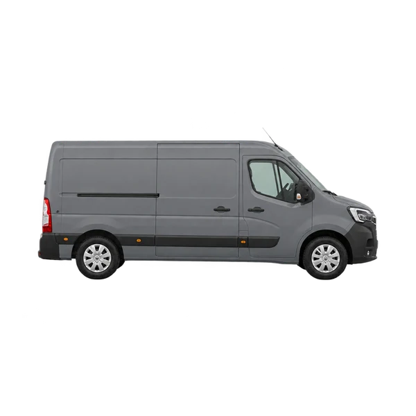 Renault Master 2022 en gris, vista lateral (hacia la derecha)