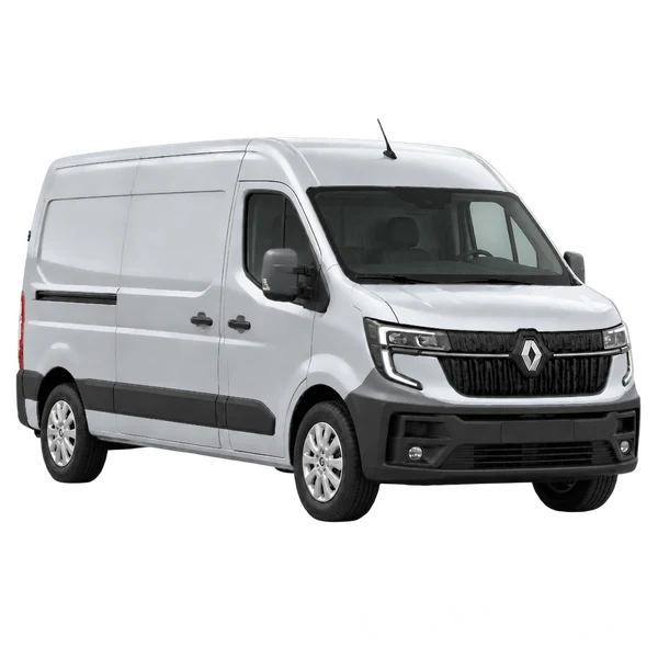 Renault Master 2025 argent, vue trois-quarts avant (orienté vers la droite)