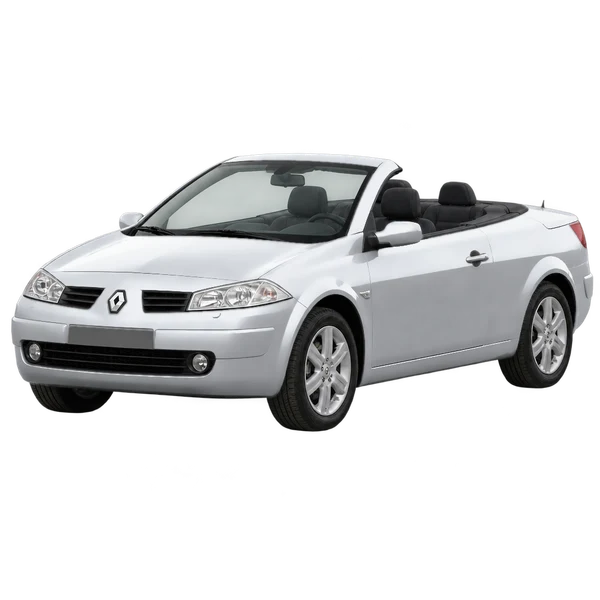 Renault Megane Cabriolet 2003 argent, vue trois-quarts avant (orienté vers la gauche)