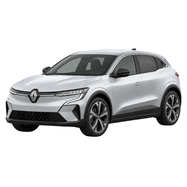 silver 2023 Renault Megane E-Tech Plug-IN Hybrid front three-quarter (facing left) view