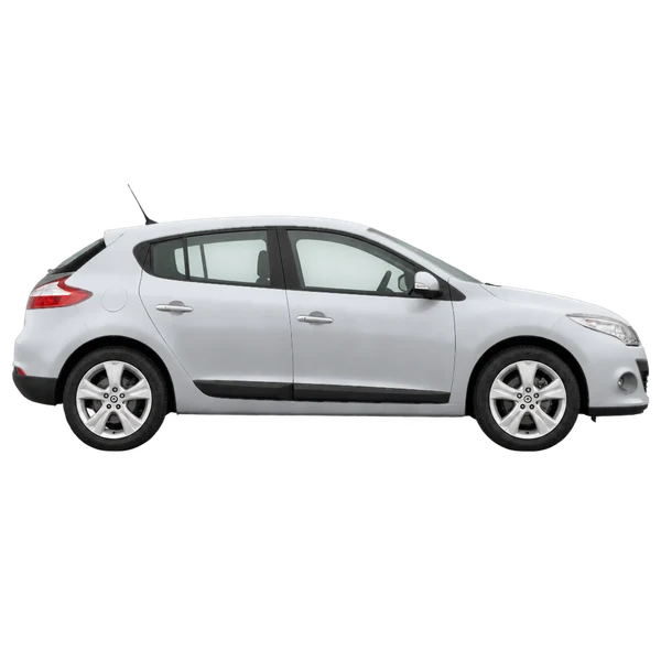 Renault Megane 2010 argent, vue profil (tourné vers la droite)