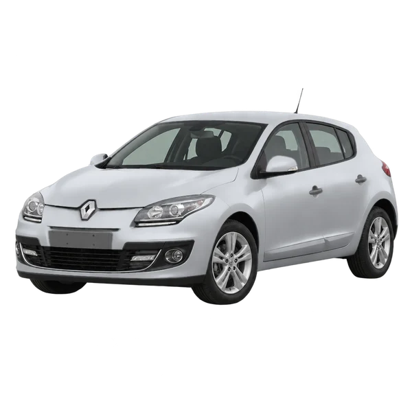 Renault Megane 2012 argent, vue trois-quarts avant (orienté vers la gauche)