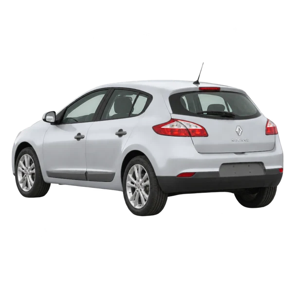 Renault Megane 2012 argent, vue trois-quarts arrière (orienté vers la gauche)