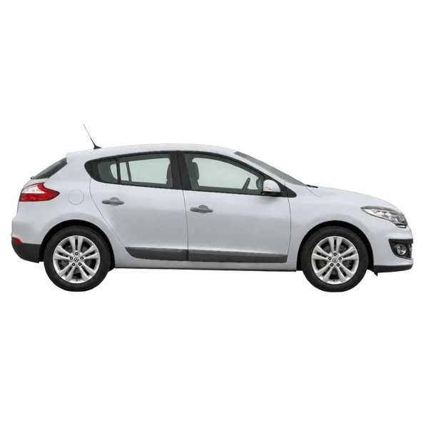 Renault Megane 2012 argent, vue profil (tourné vers la droite)