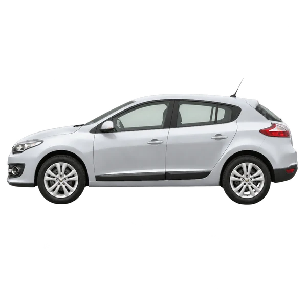 Renault Megane 2013 prata, vista lateral (voltada para a esquerda)