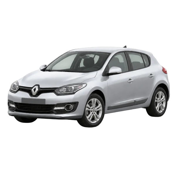2014 Renault Megane in Silber, Ansicht: Dreiviertelansicht vorne (nach links gerichtet)